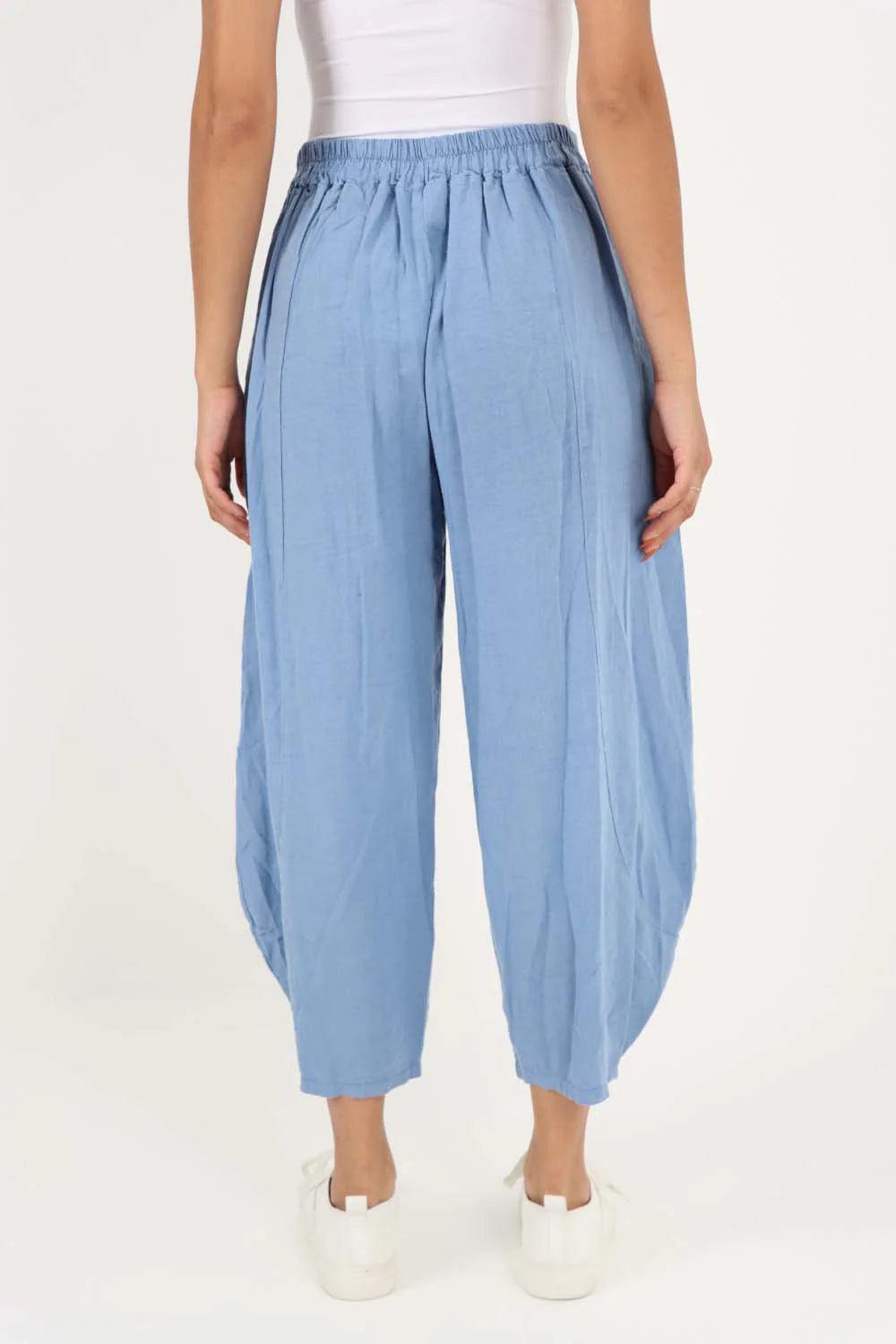 Italian Plain Layered 3/4 Linen Jogger Trouser WearAll