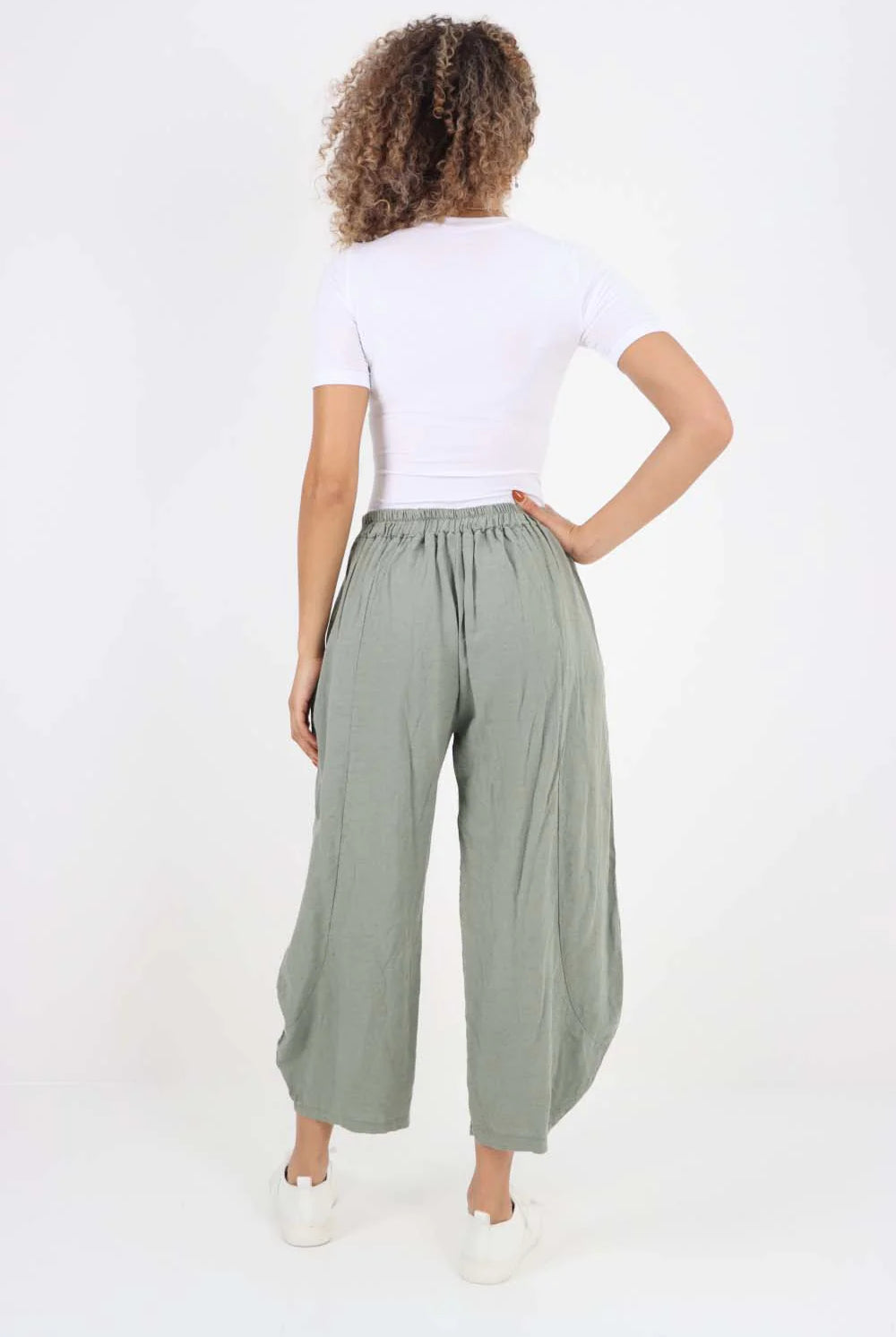 Italian Plain Layered 3/4 Linen Jogger Trouser WearAll