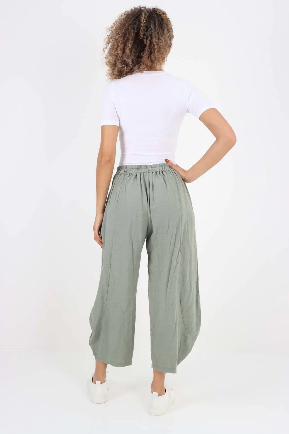 Italian Plain Layered 3/4 Linen Jogger Trouser WearAll