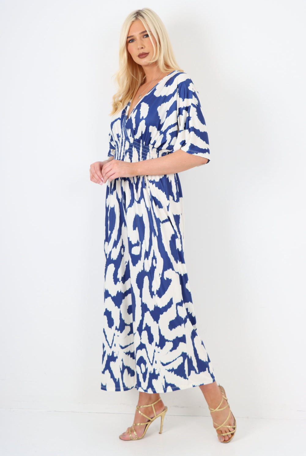 italian shirred elasticated waist animal print short sleeve jumpsuit Jumpsuits & Rompers WearAll