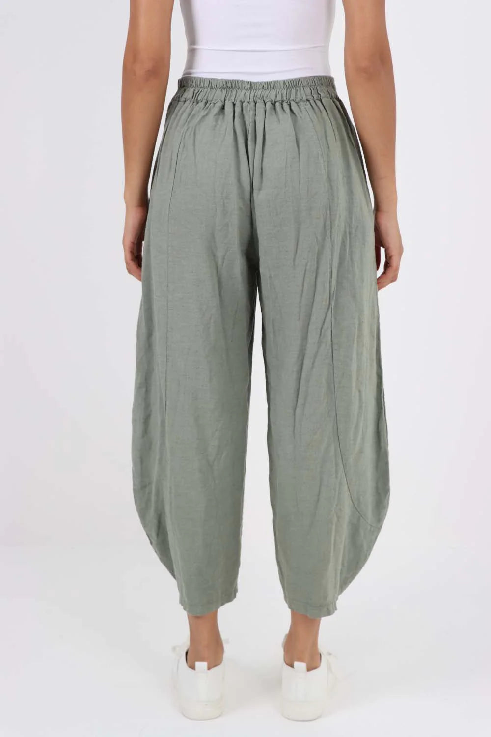 Italian Plain Layered 3/4 Linen Jogger Trouser WearAll