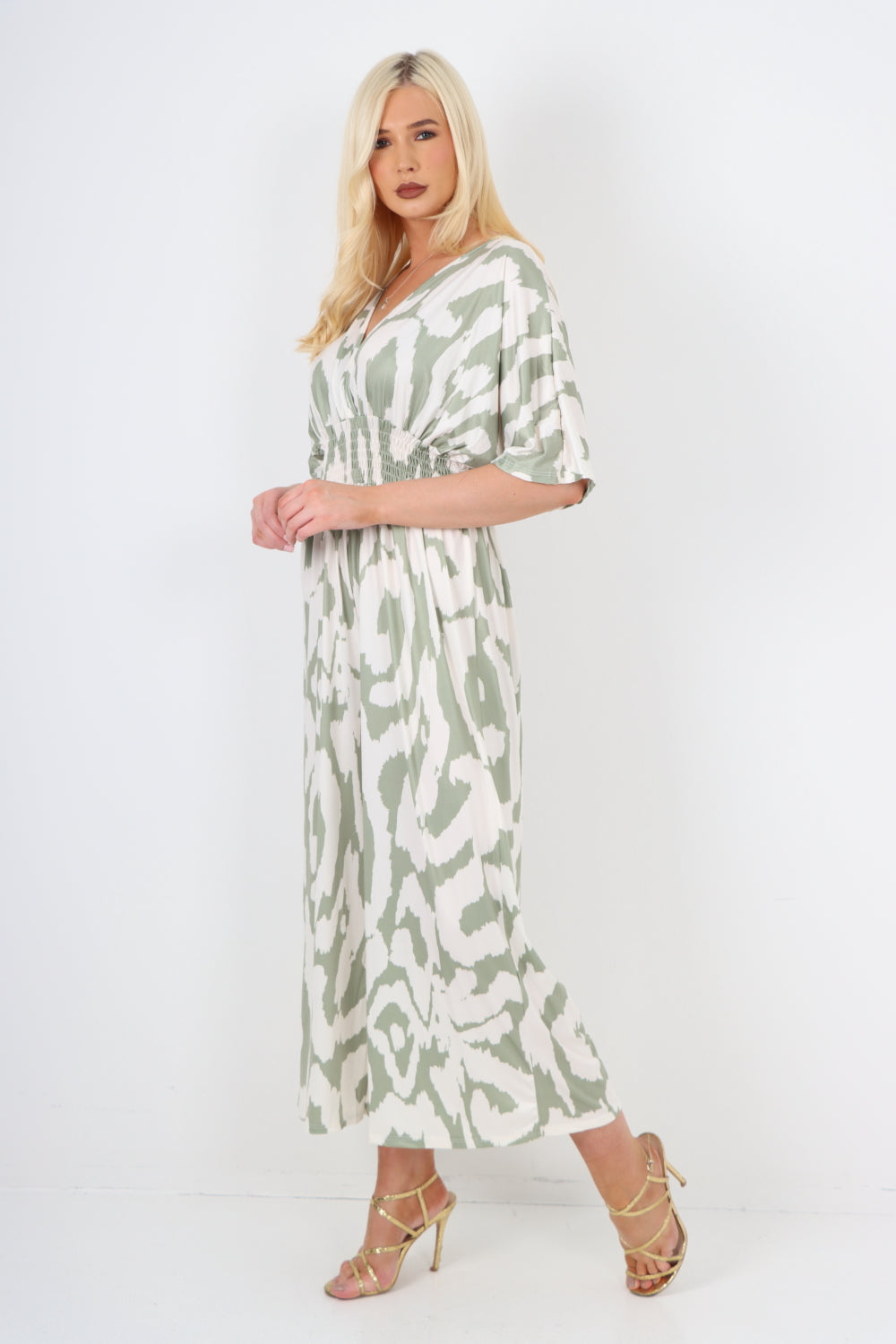 italian shirred elasticated waist animal print short sleeve jumpsuit Jumpsuits & Rompers WearAll