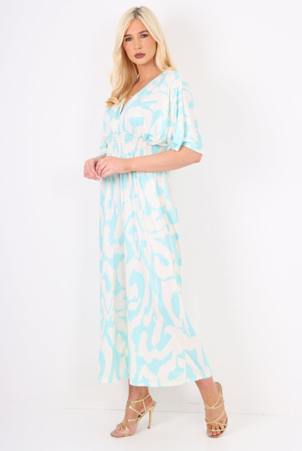 italian shirred elasticated waist animal print short sleeve jumpsuit Jumpsuits & Rompers WearAll