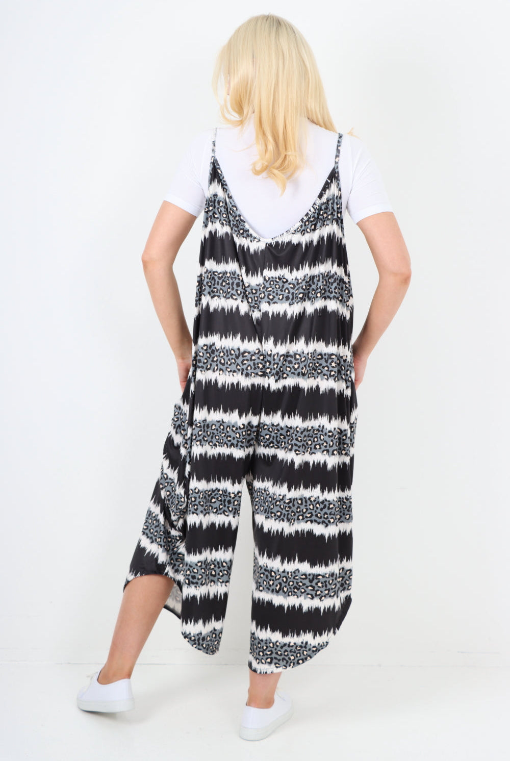 italian animal print deep v neck jumpsuit Jumpsuits & Rompers WearAll