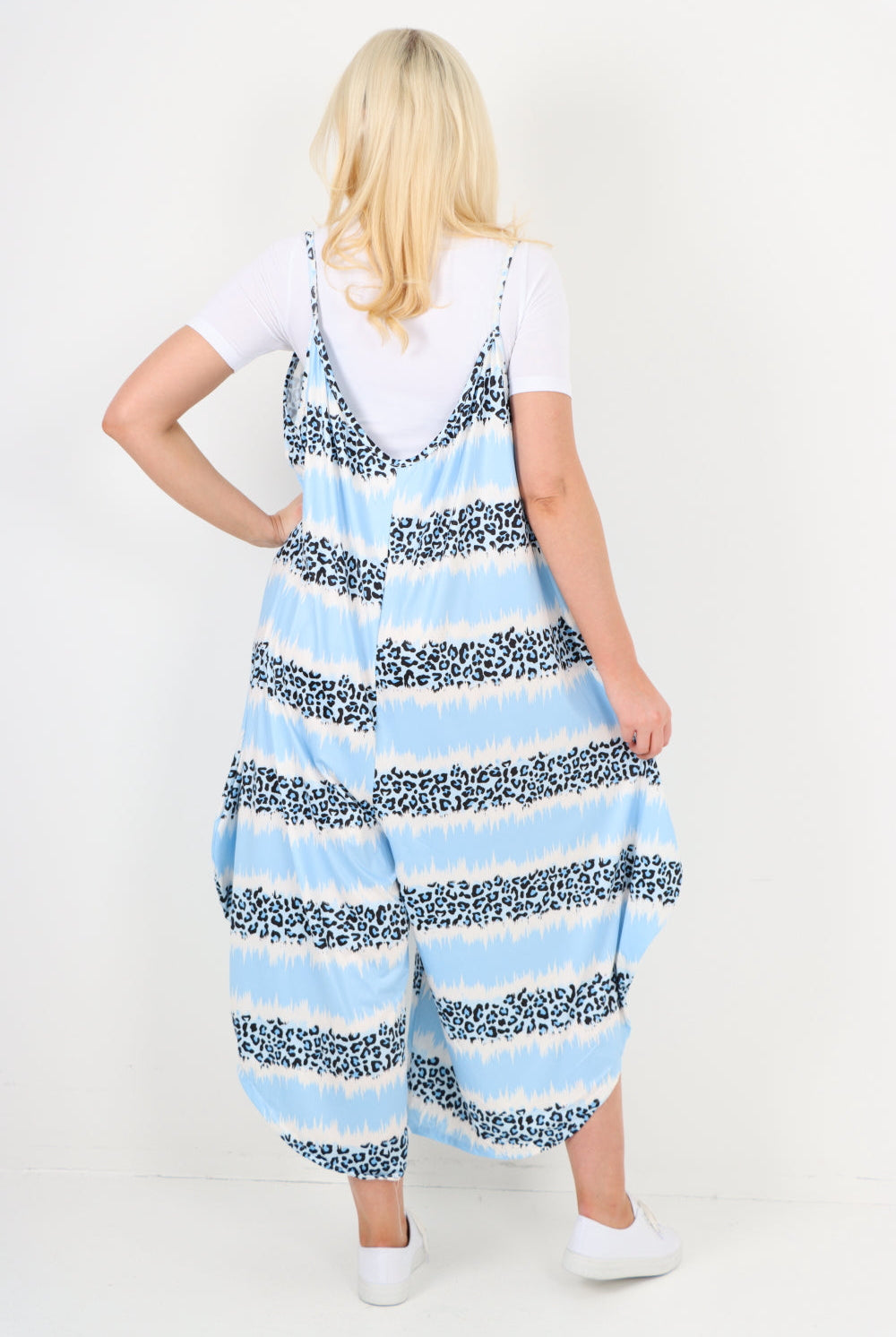 italian animal print deep v neck jumpsuit Jumpsuits & Rompers WearAll