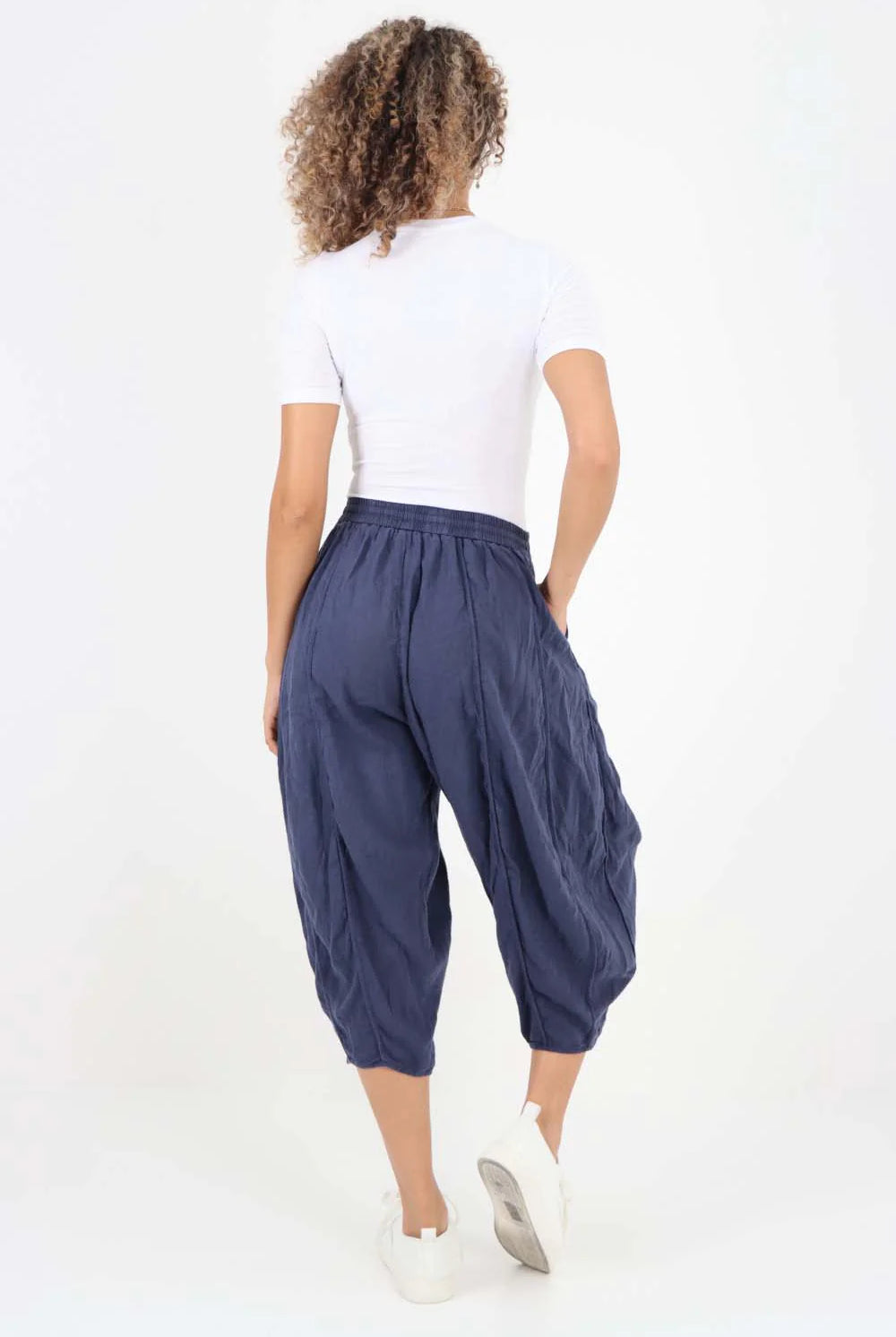 Italian Panelled 3/4 Length Linen Joggers Trouser WearAll