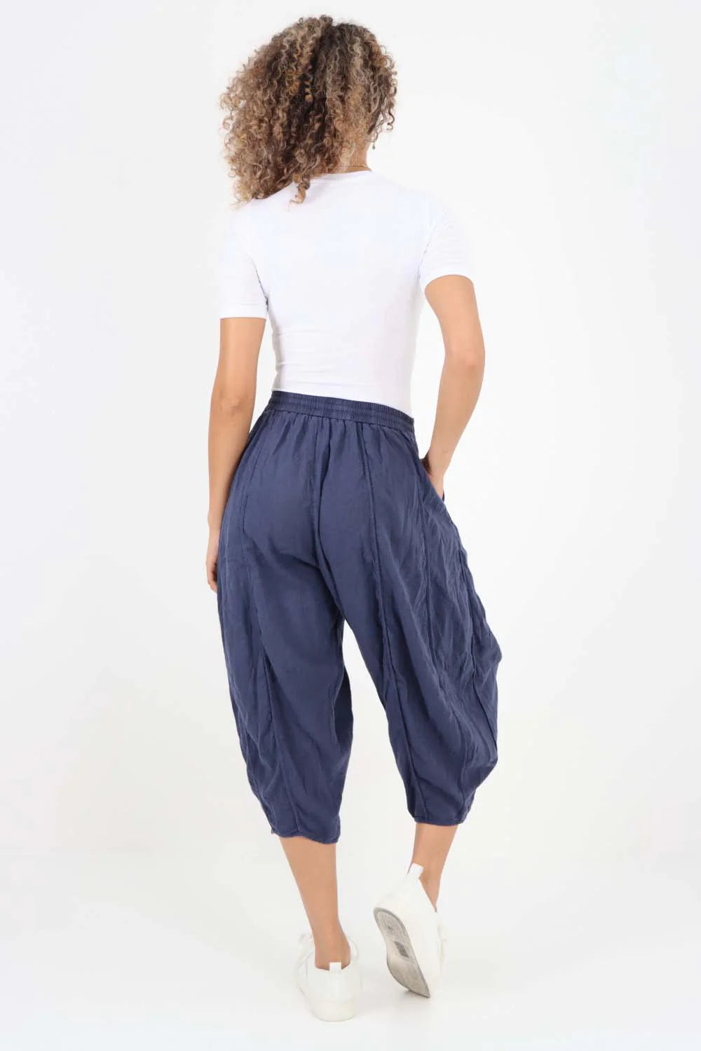 Italian Panelled 3/4 Length Linen Joggers Trouser WearAll