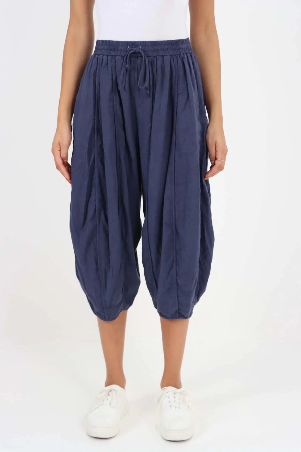 Italian Panelled 3/4 Length Linen Joggers Trouser WearAll