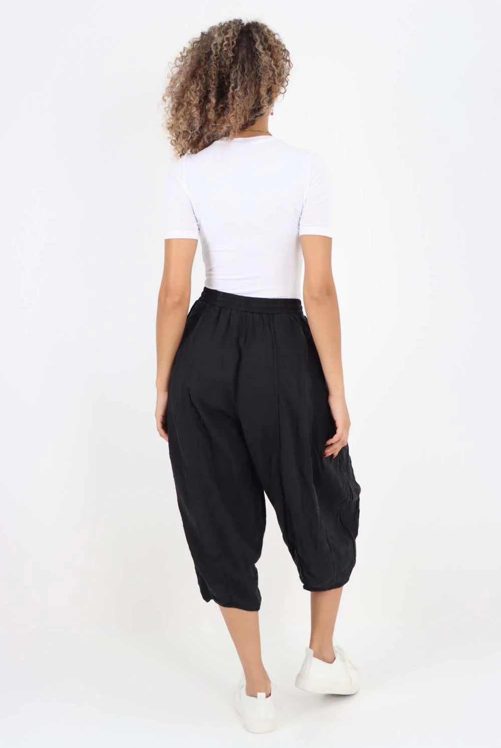 Italian Panelled 3/4 Length Linen Joggers Trouser WearAll