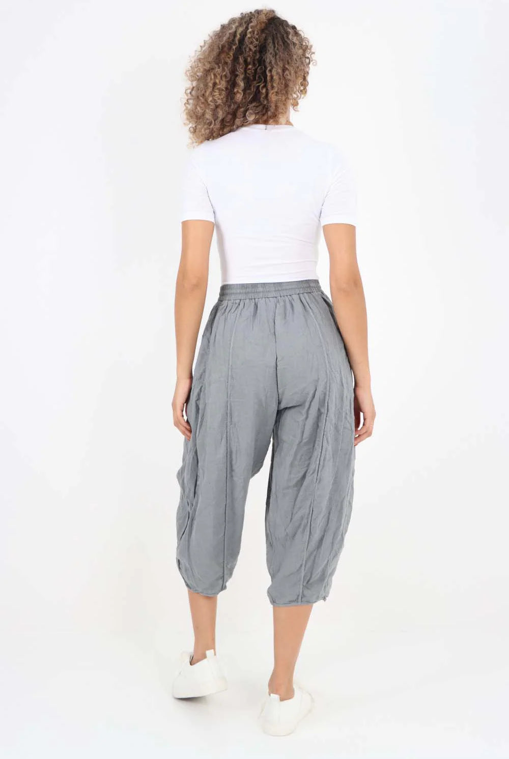 Italian Panelled 3/4 Length Linen Joggers Trouser WearAll