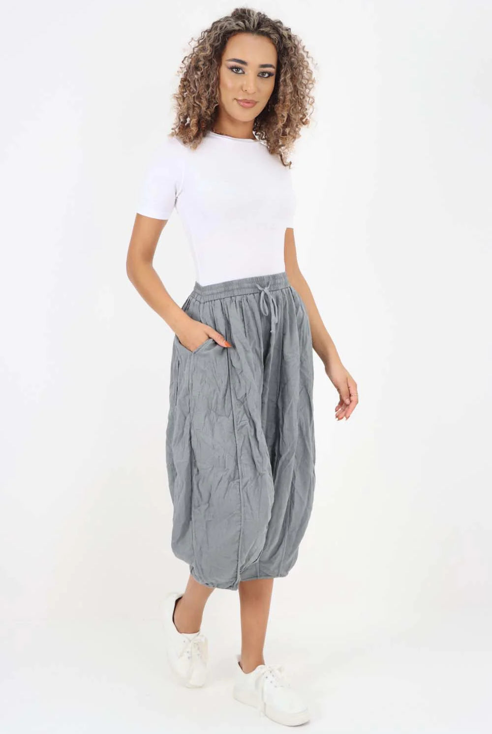 Italian Panelled 3/4 Length Linen Joggers Trouser WearAll