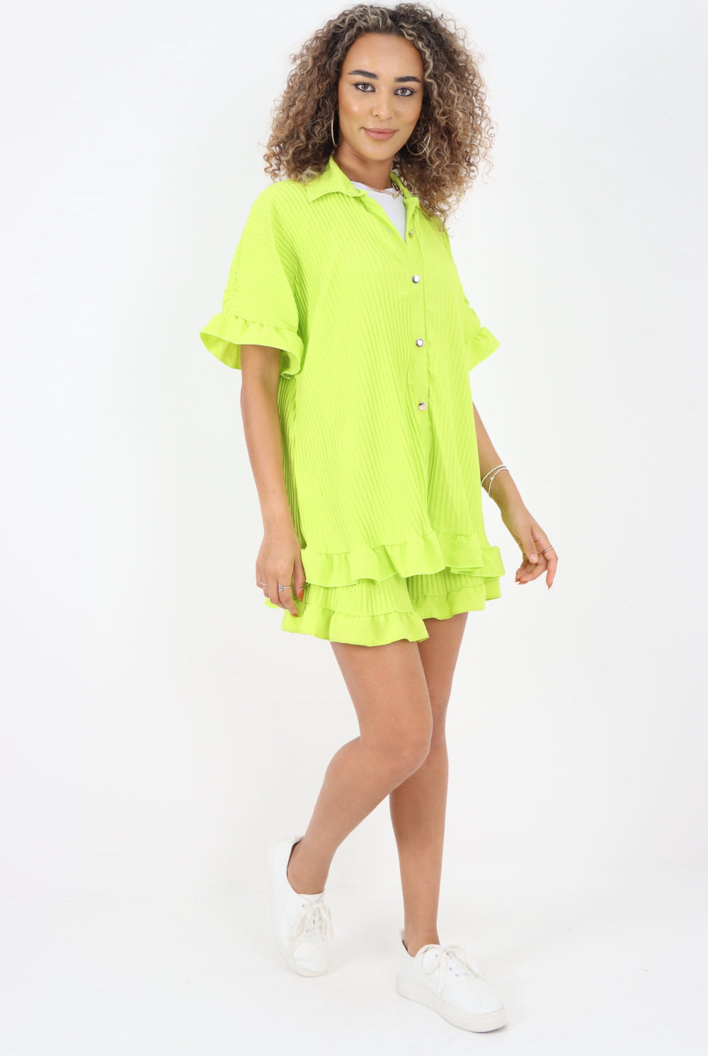 Italian Pleated Shirt & Shorts Co-Ord Set Co-Ords WearAll