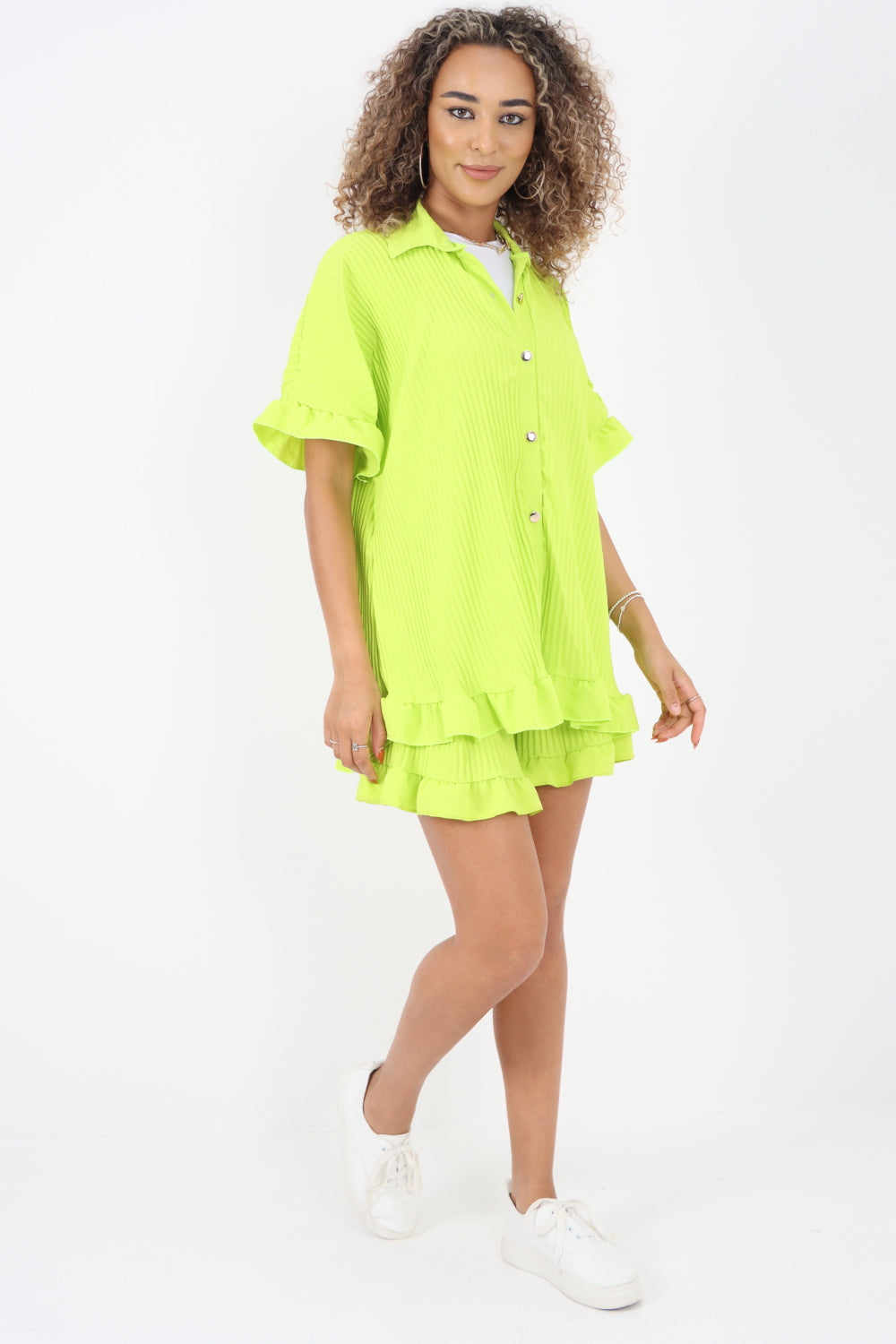 Italian Pleated Shirt & Shorts Co-Ord Set Co-Ords WearAll