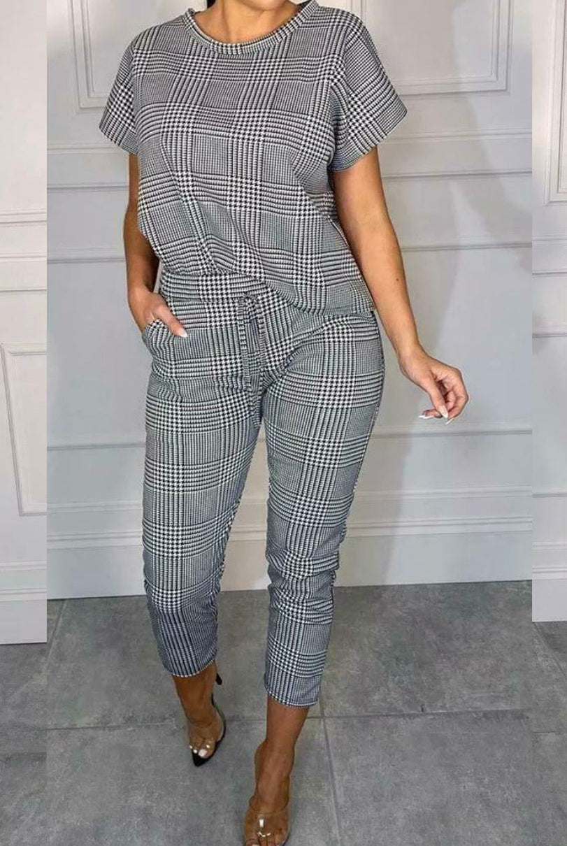 Boxy Check Print Jogger Top Loungewear Loungewear WearAll Mono Check Print 16-18