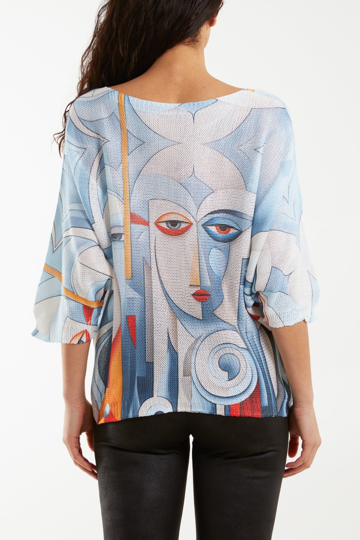 Cubist Face Print Knit Top Jumpers WearAll