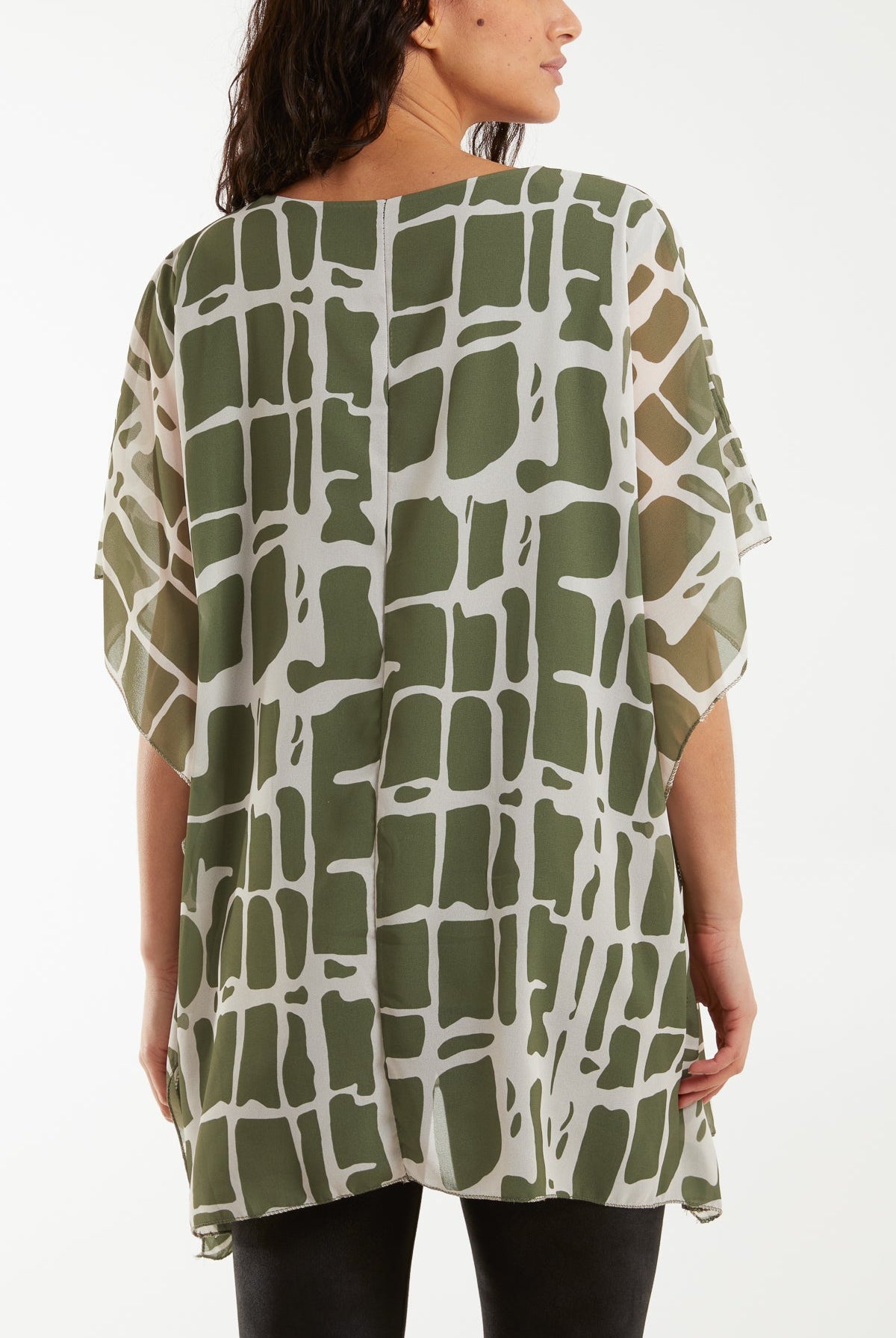Geometric Print Double Layer Tunic Blouses WearAll