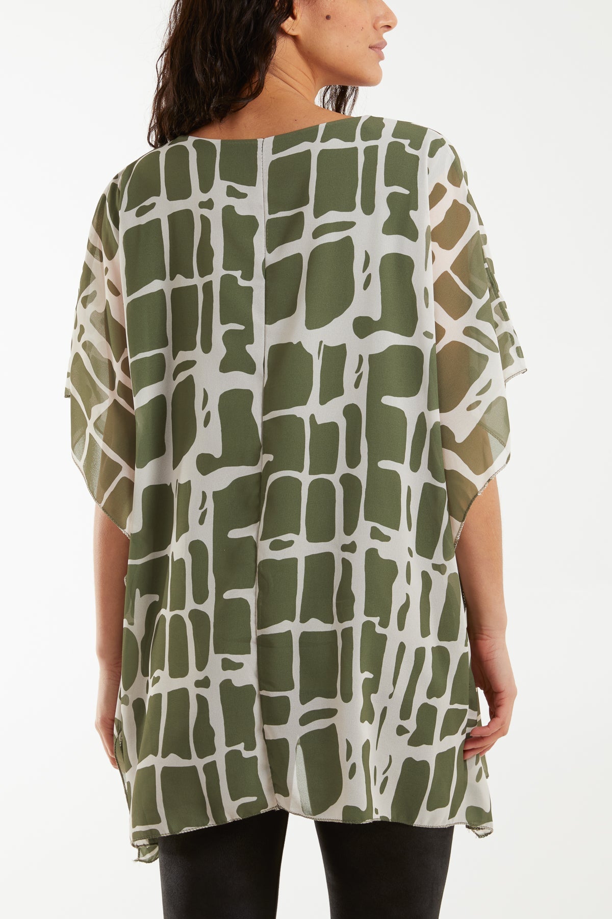 Geometric Print Double Layer Tunic Blouses WearAll