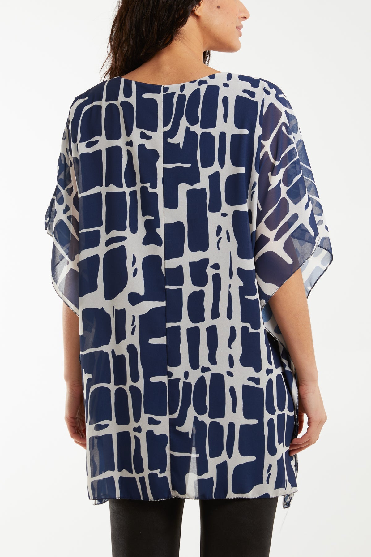 Geometric Print Double Layer Tunic Blouses WearAll