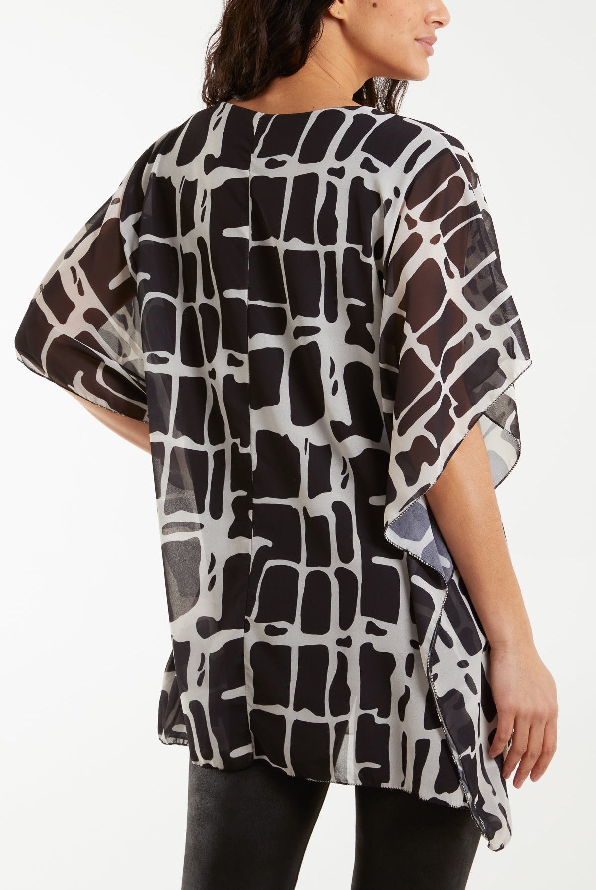 Geometric Print Double Layer Tunic Blouses WearAll