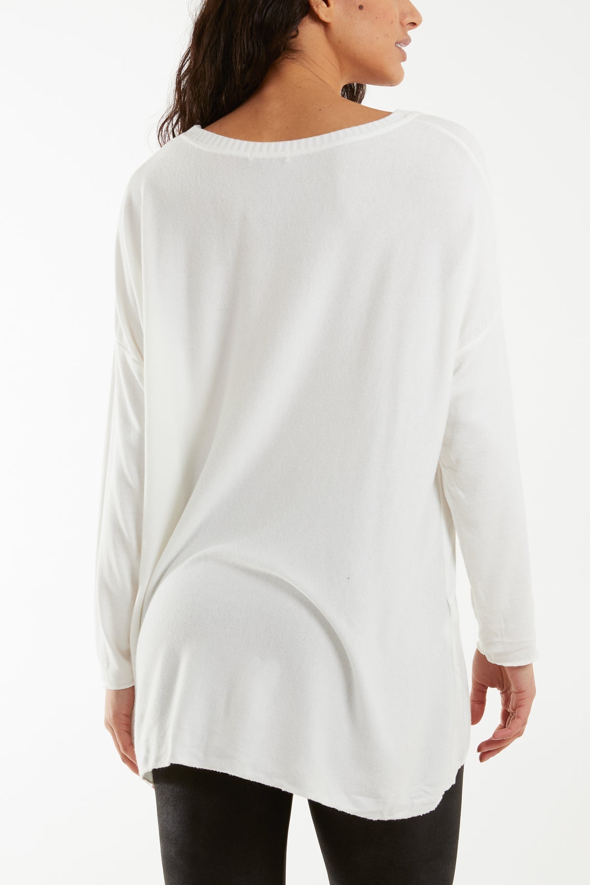 Diamante Star Foil Design High Low Jumper Jumpers WearAll