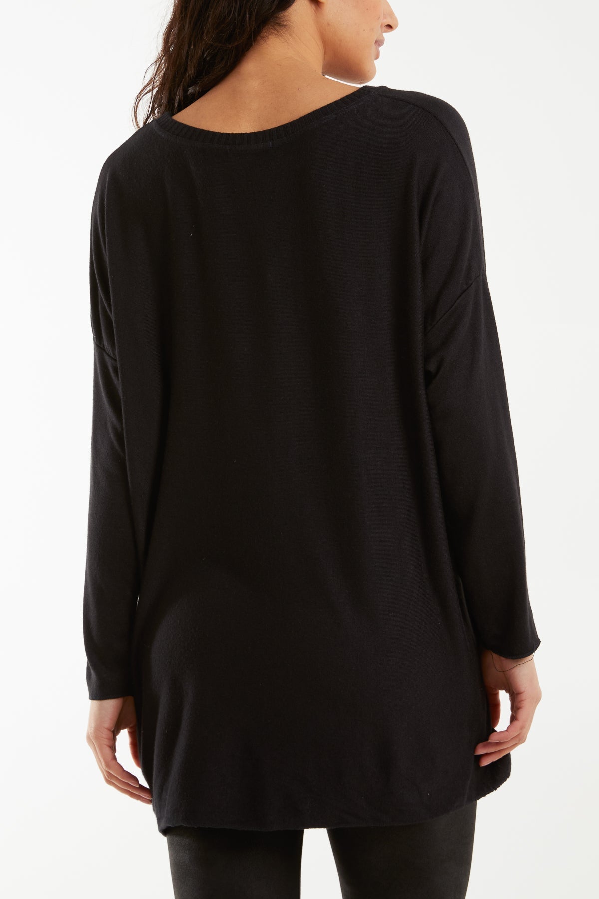 Diamante Star Foil Design High Low Jumper Jumpers WearAll