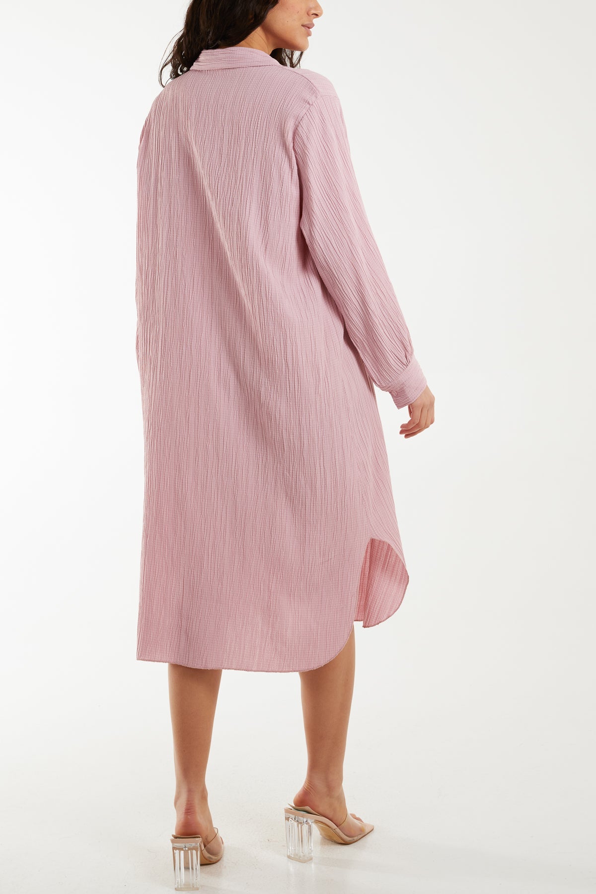 Open Collar Crinkle Midi Dress Dresses WearAll