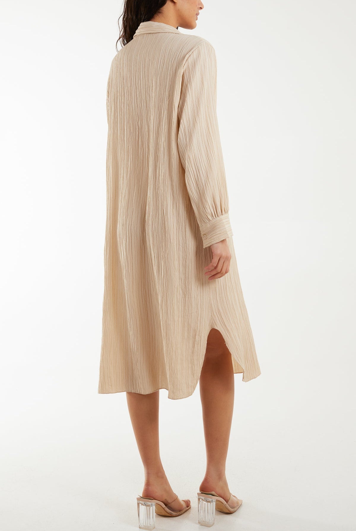 Open Collar Crinkle Midi Dress Dresses WearAll