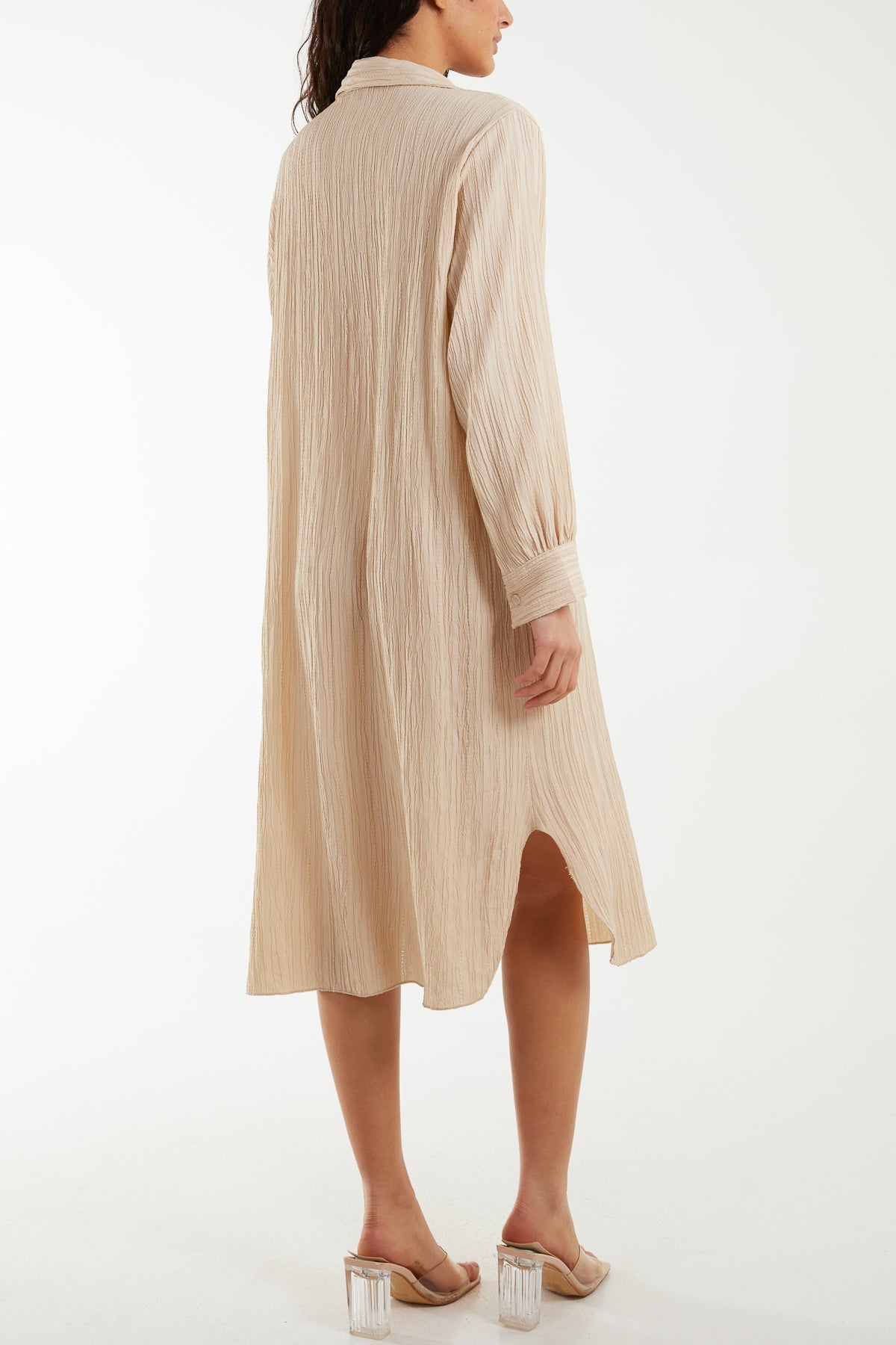 Open Collar Crinkle Midi Dress Dresses WearAll