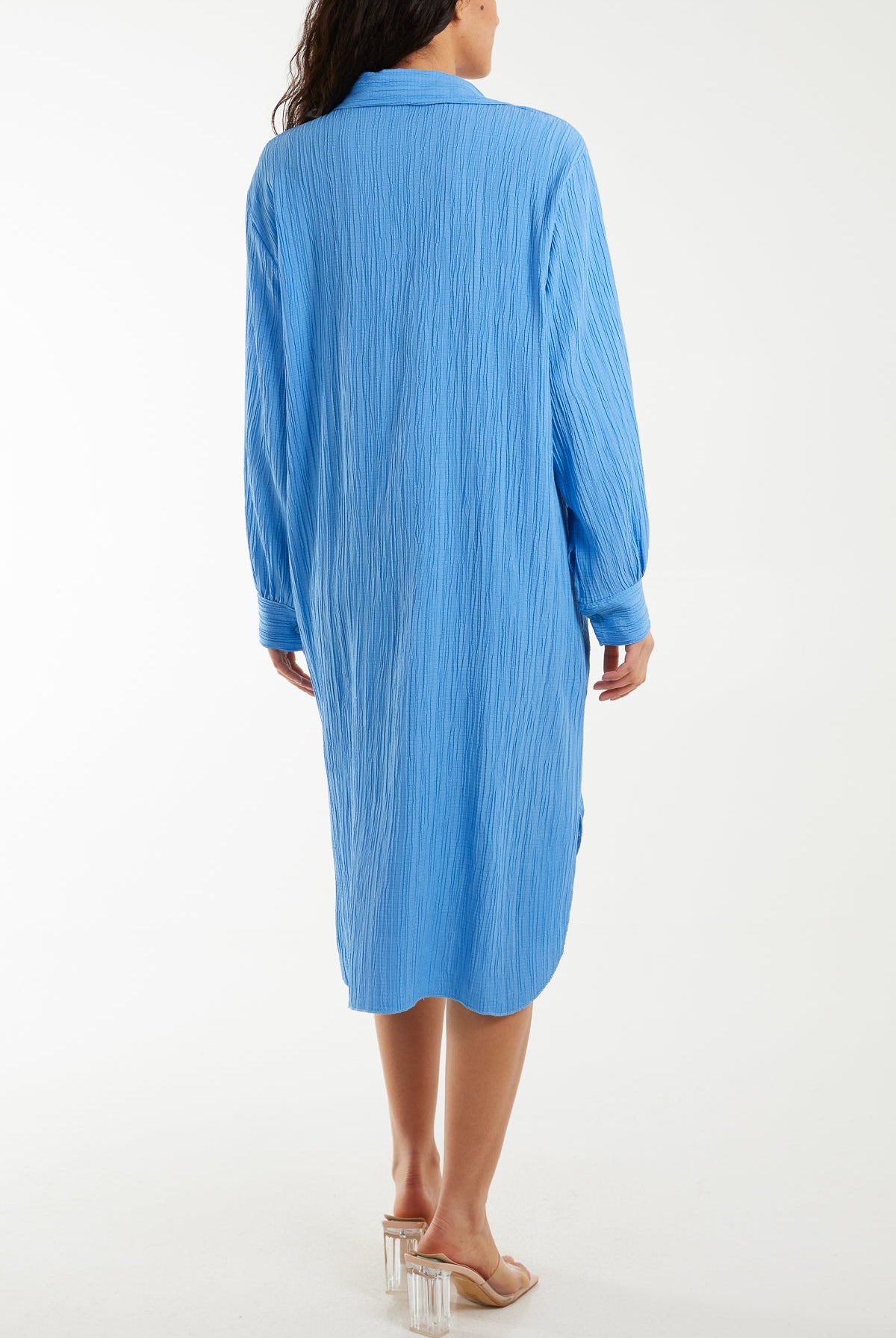 Open Collar Crinkle Midi Dress Dresses WearAll