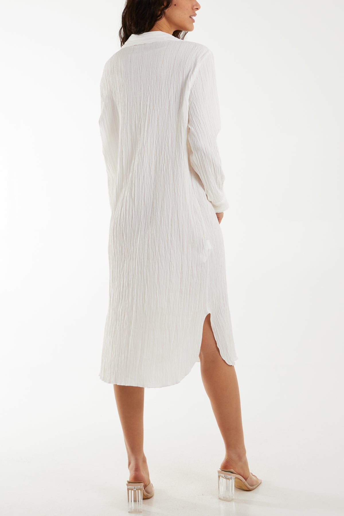 Open Collar Crinkle Midi Dress Dresses WearAll