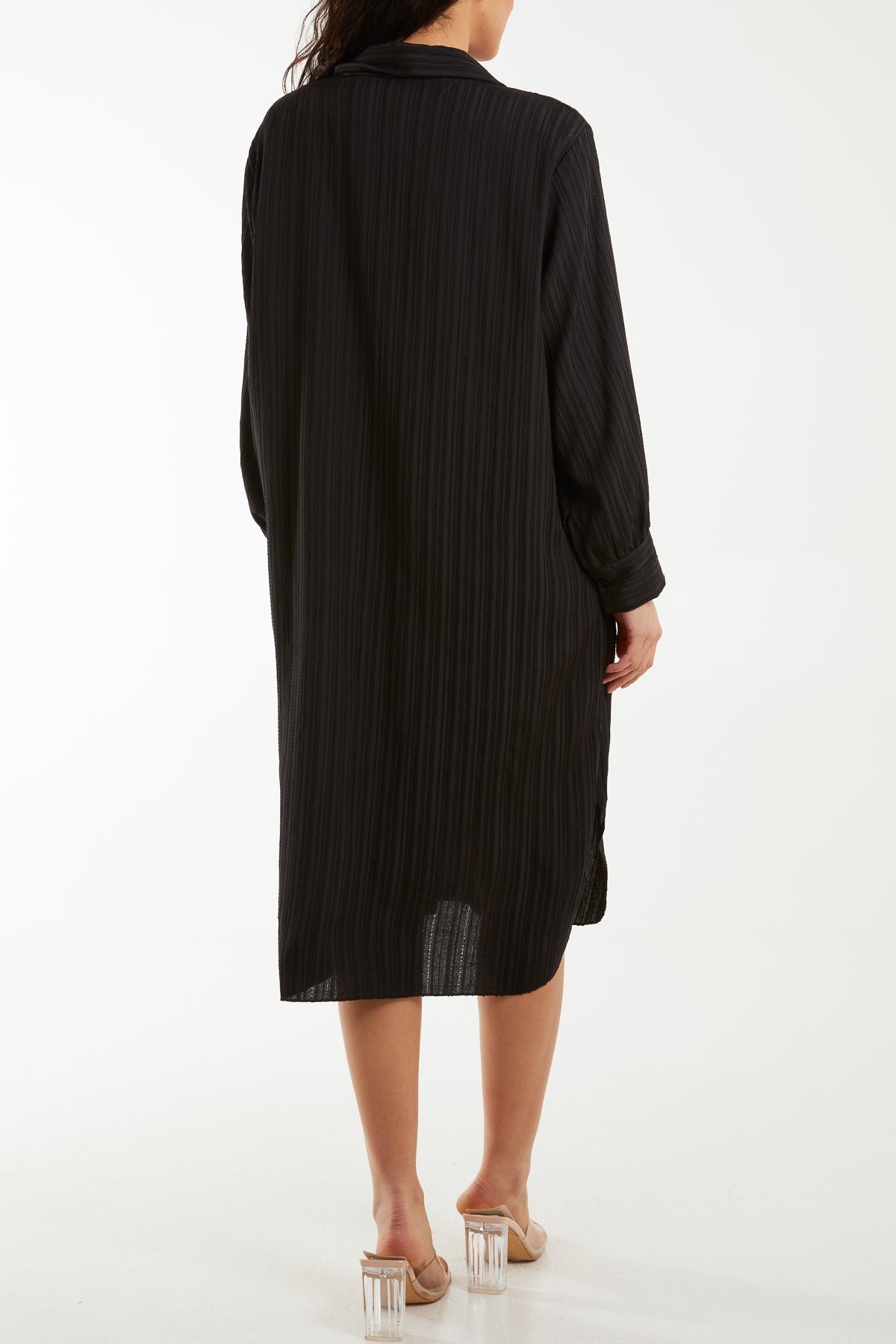 Open Collar Crinkle Midi Dress Dresses WearAll