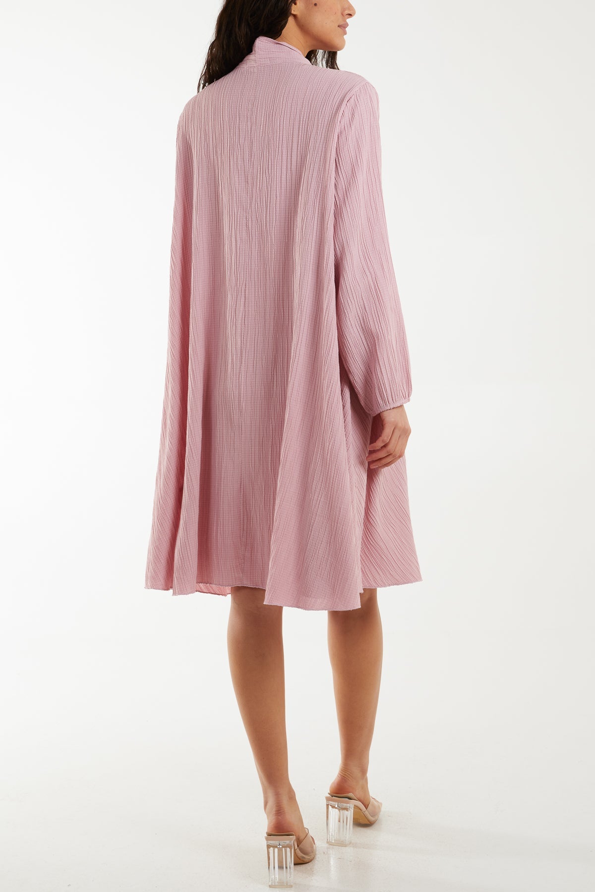 Pussy Bow Crinkle Fabric Midi Dress Dresses WearAll