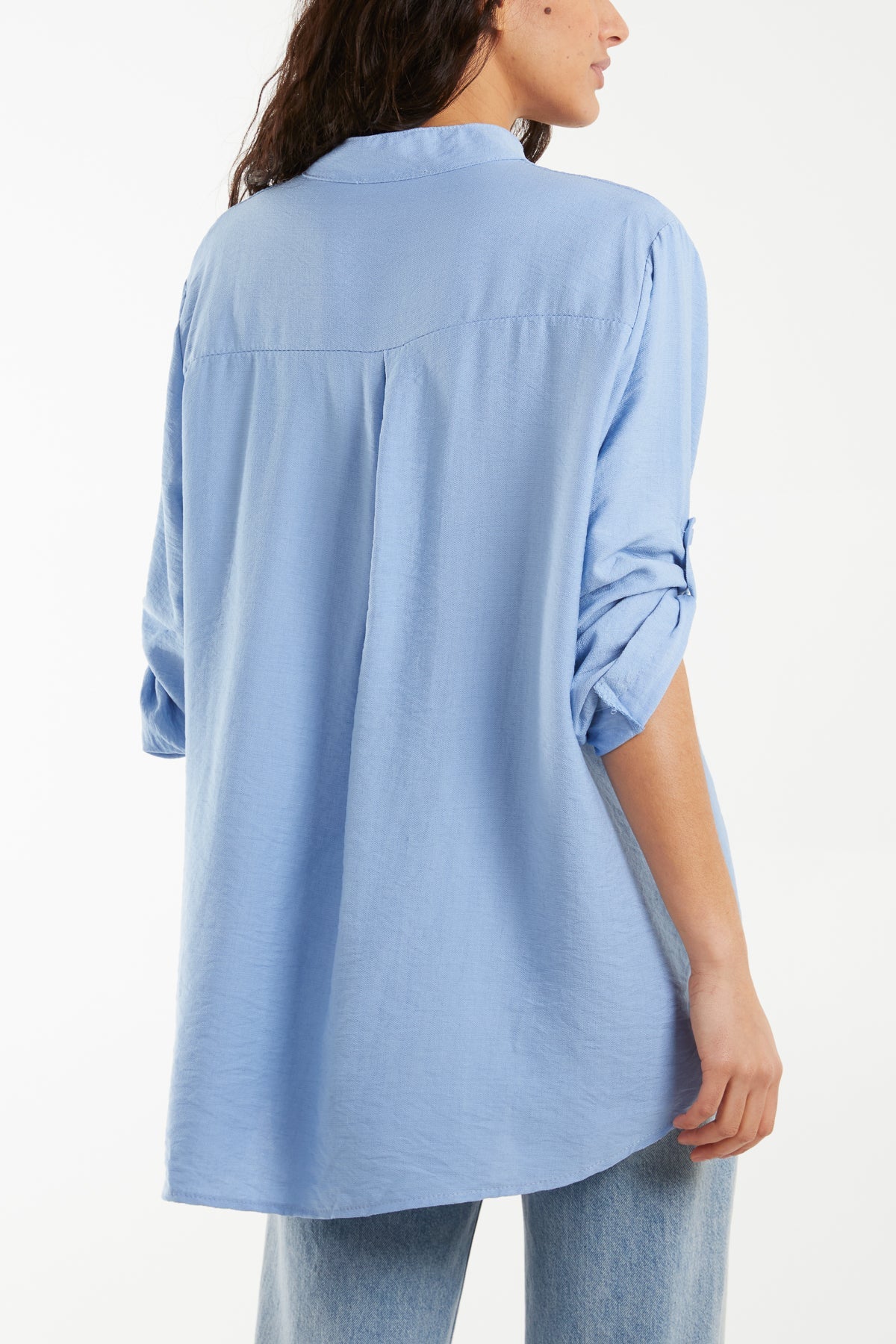 Grandad Collar Tied Up Sleeve Blouse Blouses WearAll