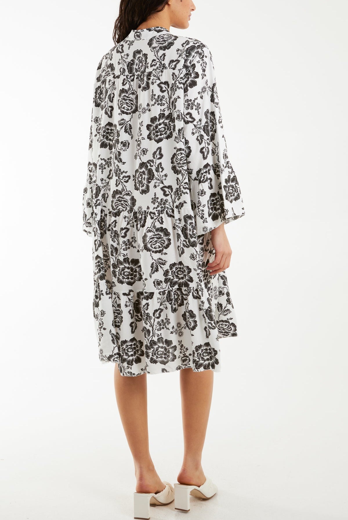 Roses Print Tiered Smock Dress Dresses WearAll