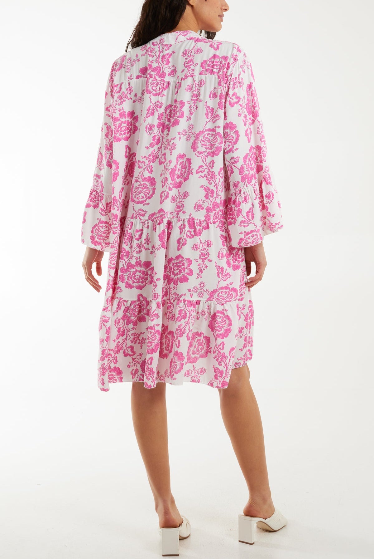 Roses Print Tiered Smock Dress Dresses WearAll