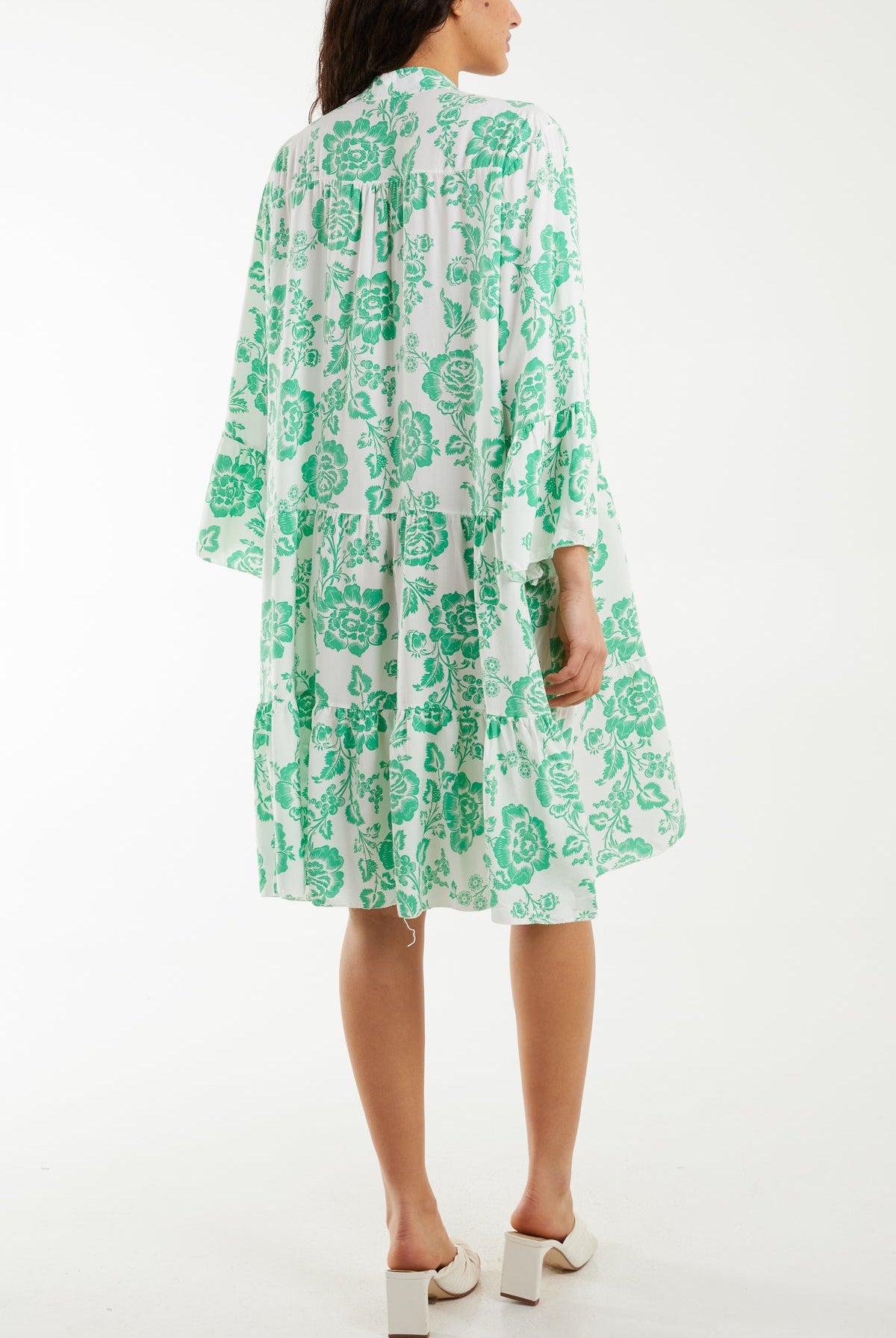 Roses Print Tiered Smock Dress Dresses WearAll