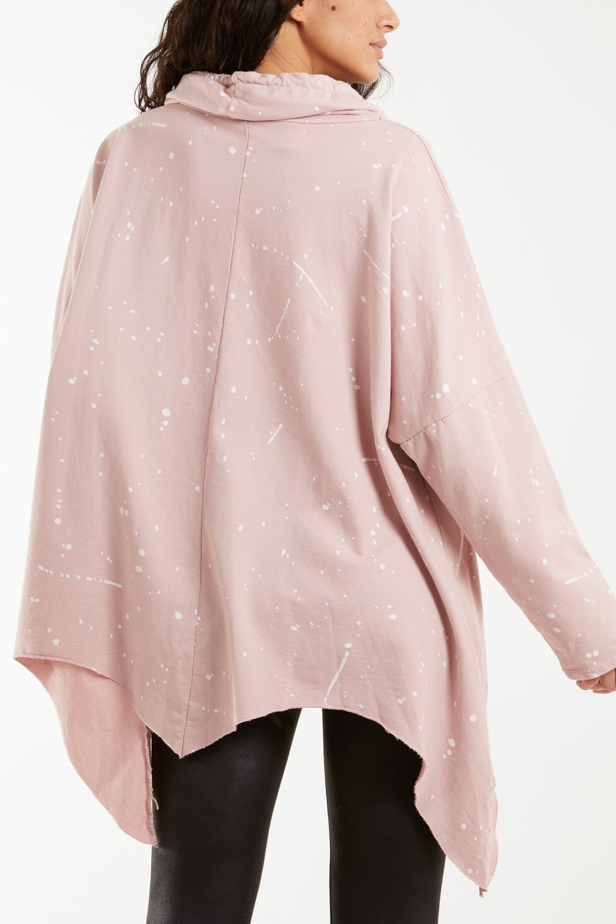 Paint Splatter Cowl Neck Hanky Hem Sweatshirt Sweatshirt WearAll