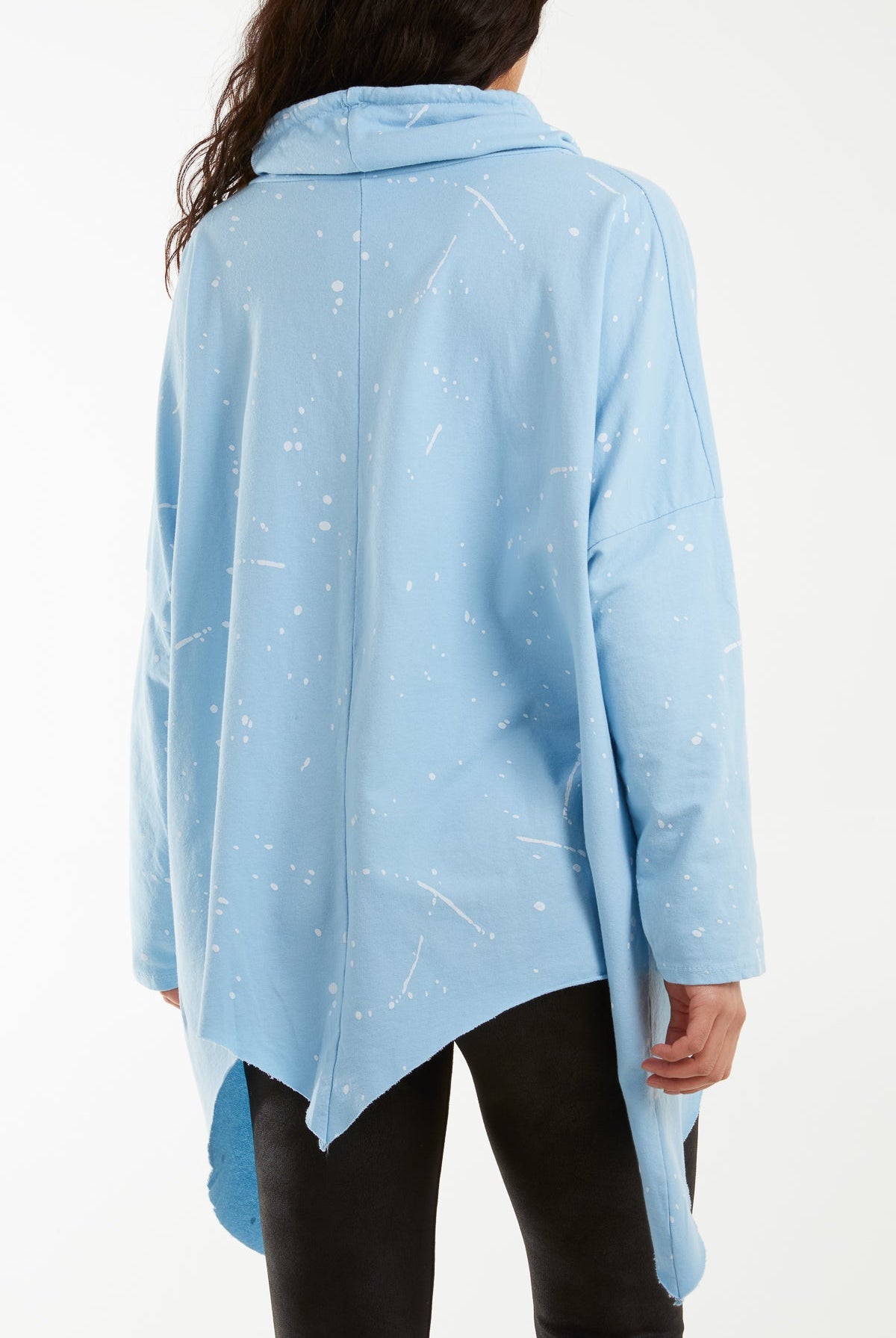 Paint Splatter Cowl Neck Hanky Hem Sweatshirt Sweatshirt WearAll