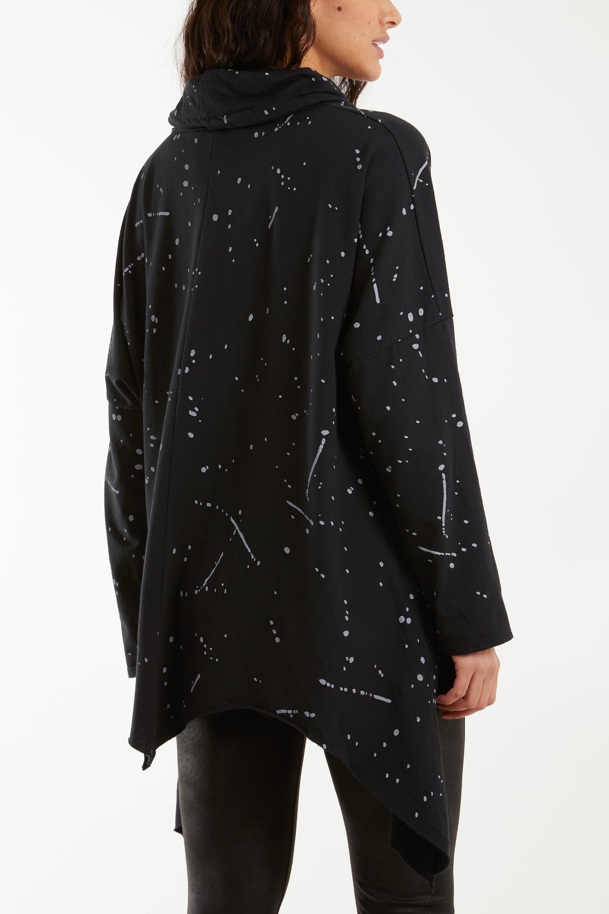 Paint Splatter Cowl Neck Hanky Hem Sweatshirt Sweatshirt WearAll
