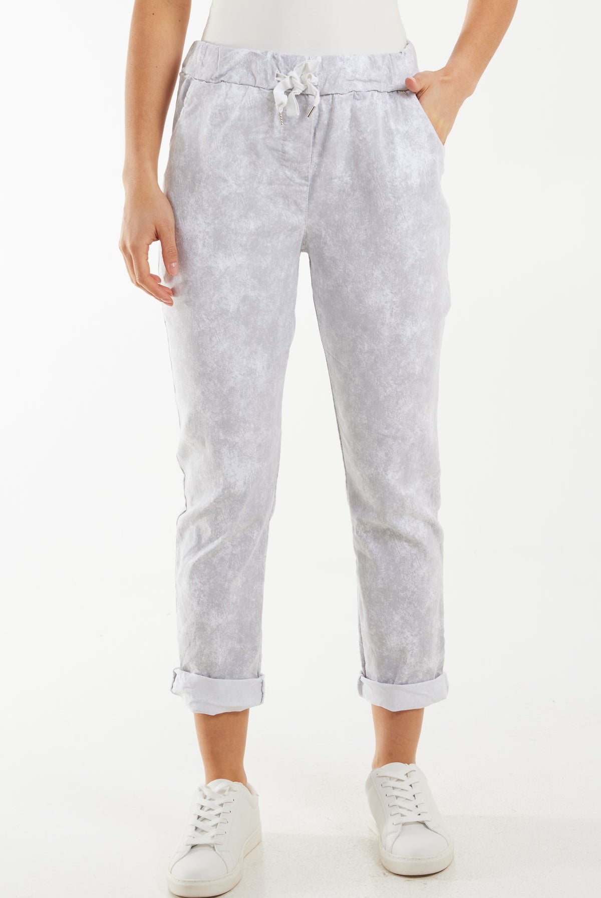 Tie Dye Magic Drawstring Stretch Trouser Trousers WearAll White One Size