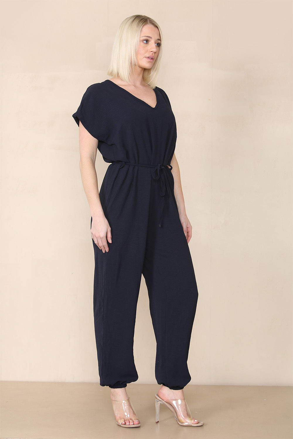 Tie Waist Stylish Harem Jumpsuit Playsuits & Jumpsuits WearAll