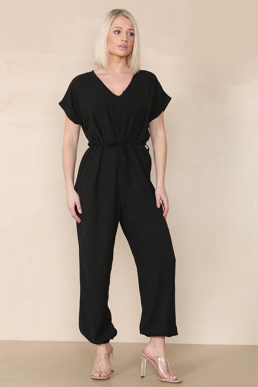 Tie Waist Stylish Harem Jumpsuit Playsuits & Jumpsuits WearAll