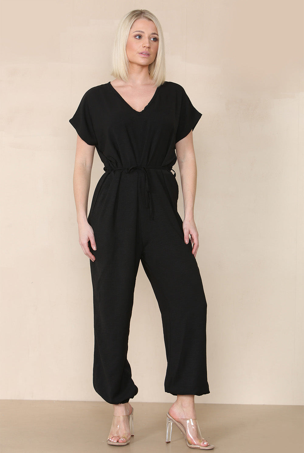 Tie Waist Stylish Harem Jumpsuit Playsuits & Jumpsuits WearAll