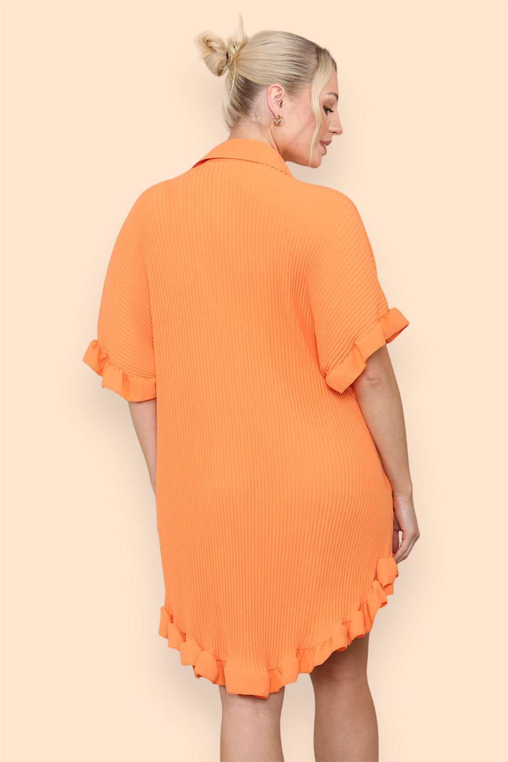 OverSized Italian Gold Button Pleated Frill Ruffle Dress Top Dress WearAll