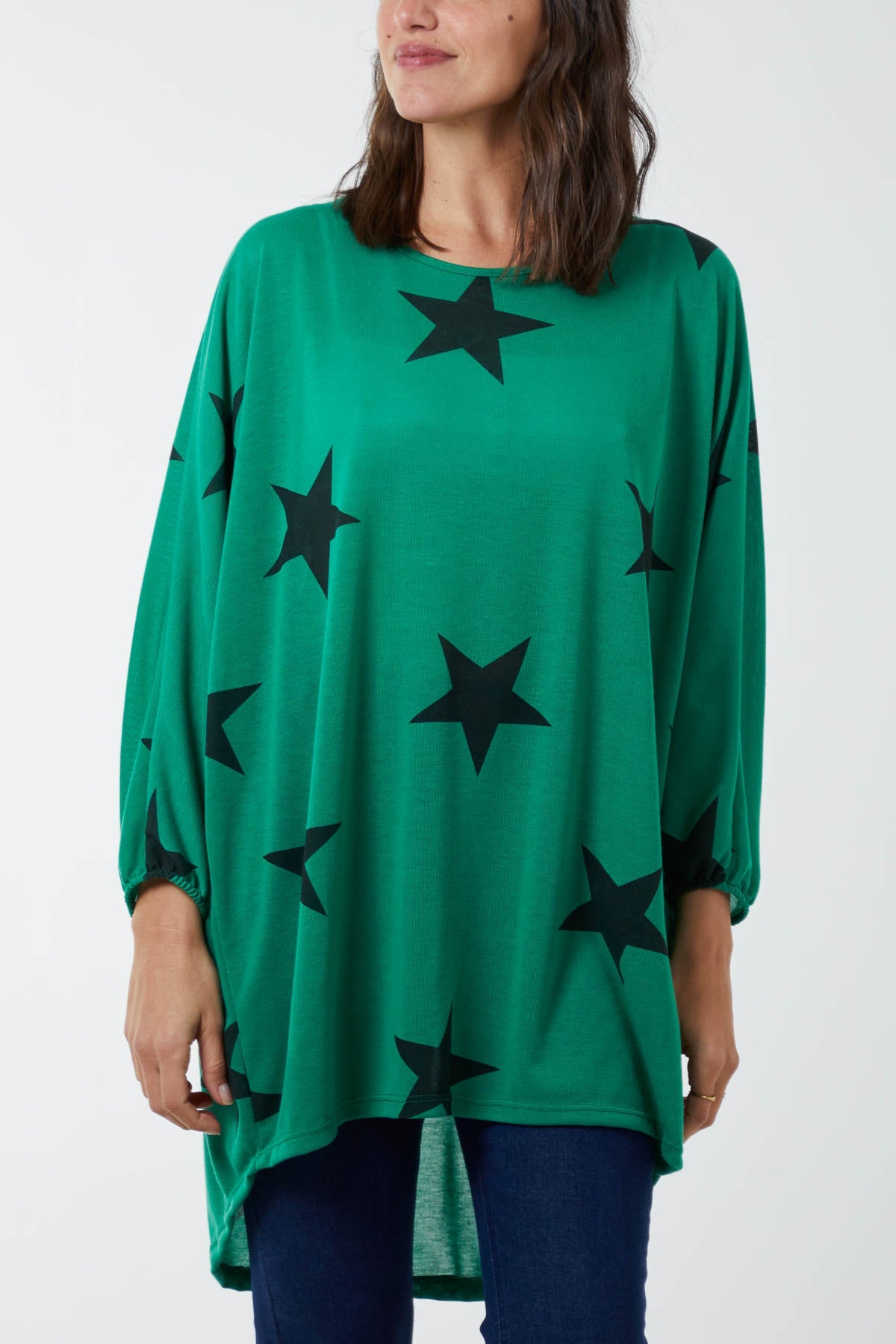 Dip Hem Asymmetric Star Top TOPMF2 WearAll Jade One Size