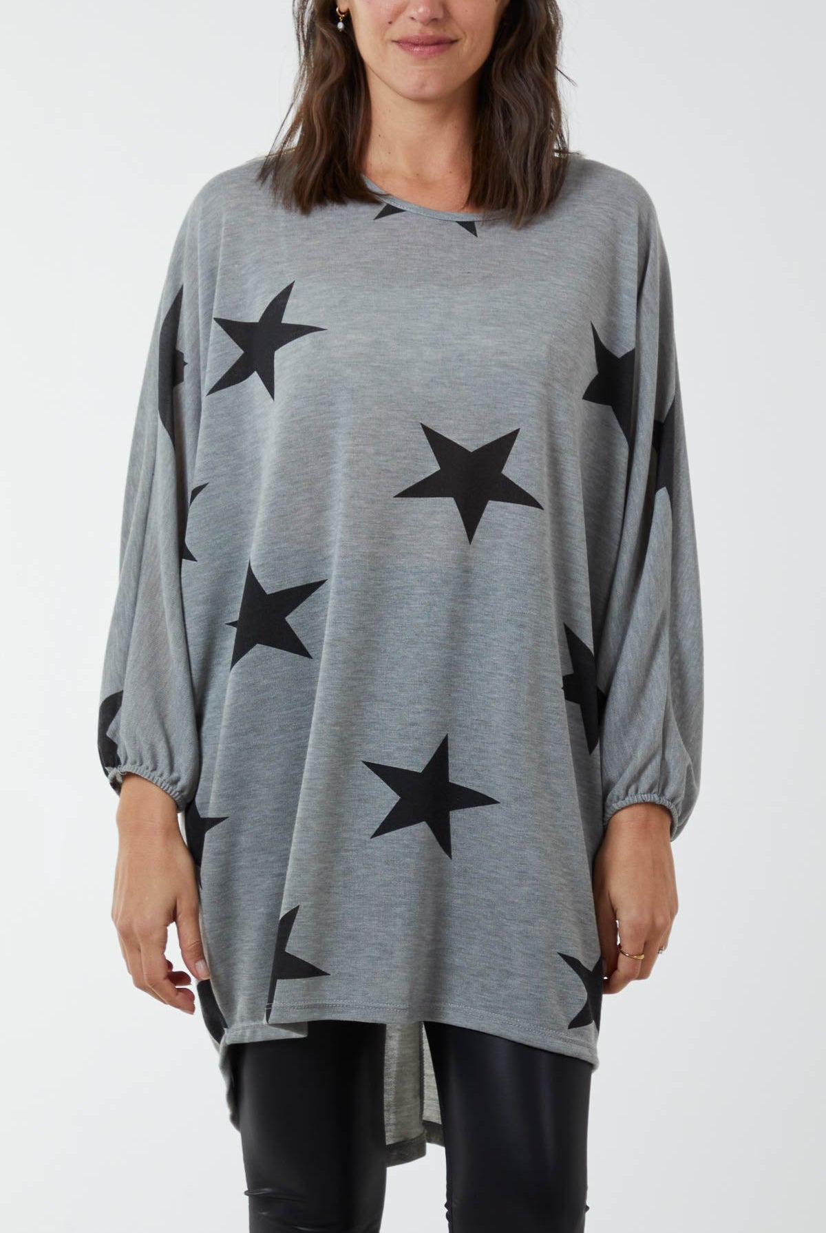 Dip Hem Asymmetric Star Top TOPMF2 WearAll Grey One Size