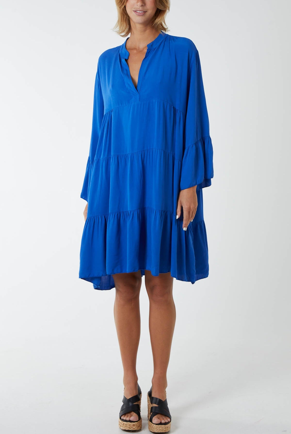 Flare Smock Dress Dress WearAll Royal Blue One Size