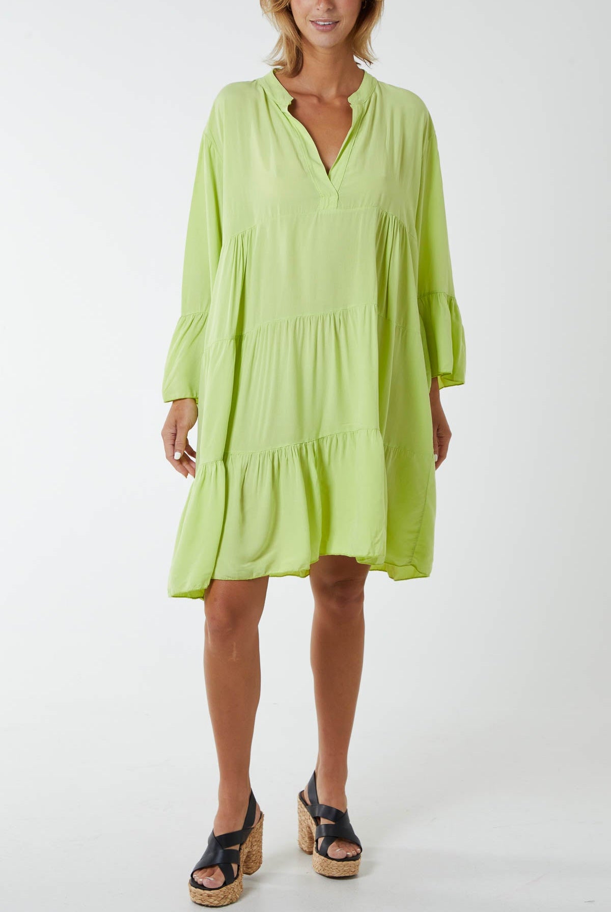 Flare Smock Dress Dress WearAll Lime One Size