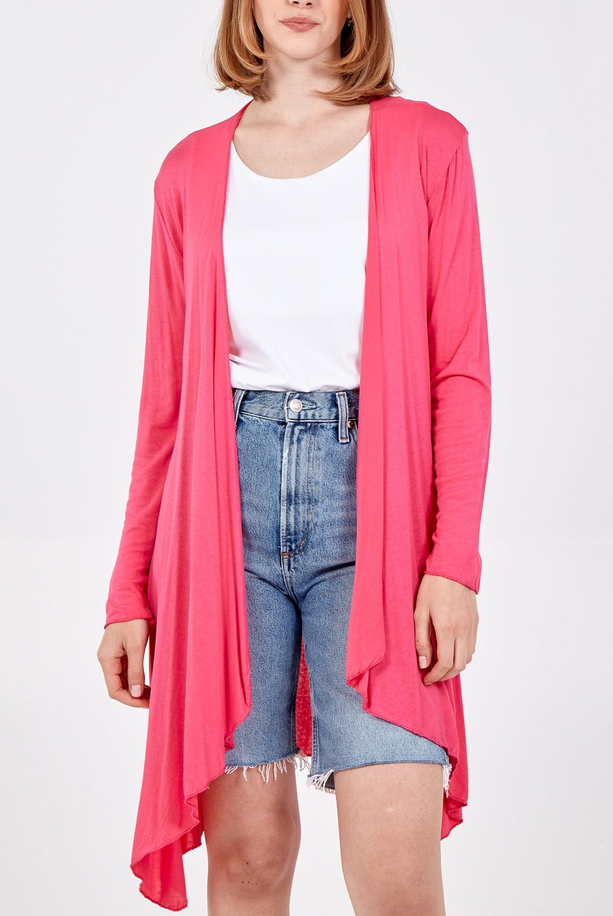 Lightweight Waterfall Cardigan CMF1 WearAll Hot Pink One Size