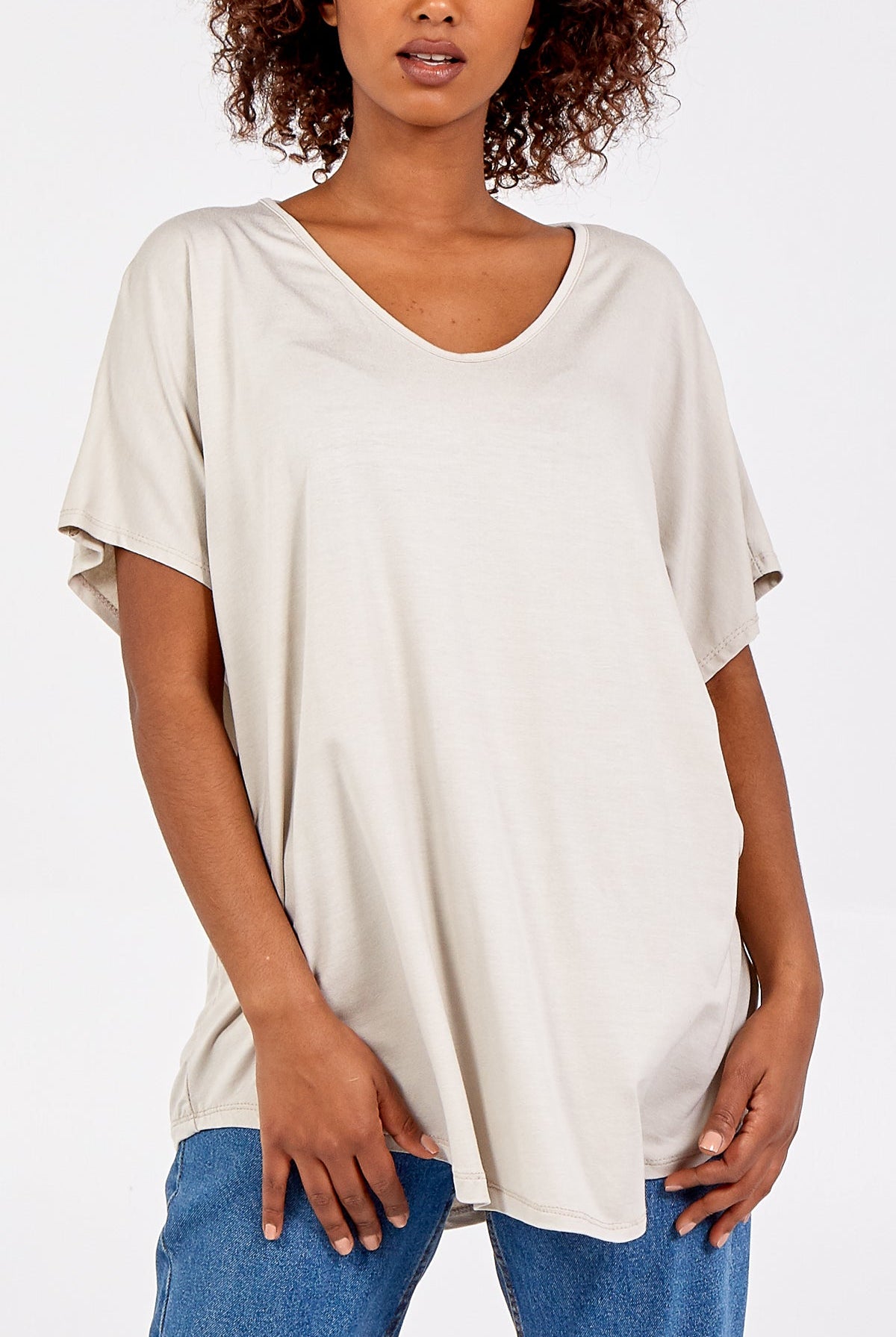 Basic Oversized Tee TOPMF2 WearAll Beige One Size